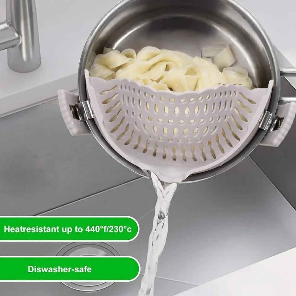 Pot and Pasta Strainer - Adjustable Silicone Clip -  BRAND NEW